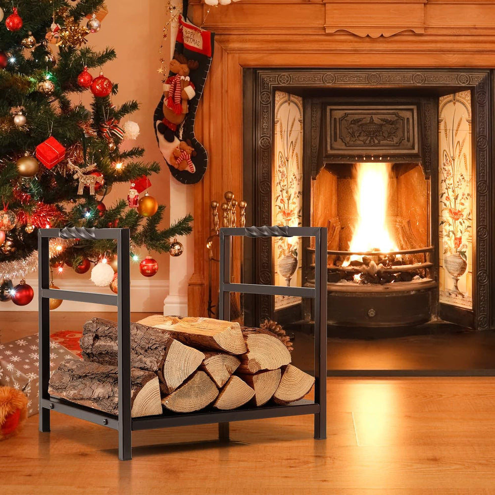 Tangkula 16'' Firewood Log Rack with Unique Handle and Raised Feet, B...