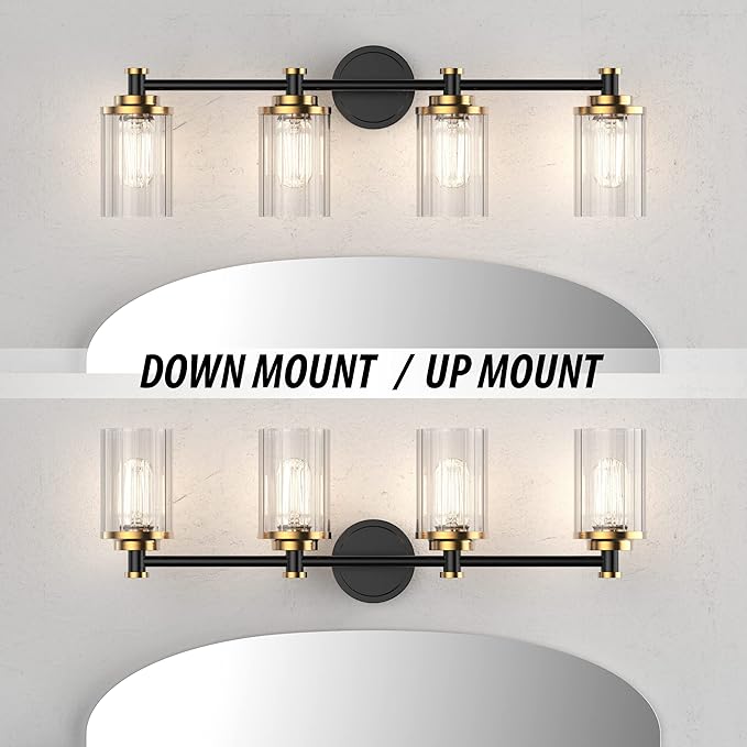 PHIXART Bathroom Lighting Fixtures Black and Gold Bathroom Vanity Light