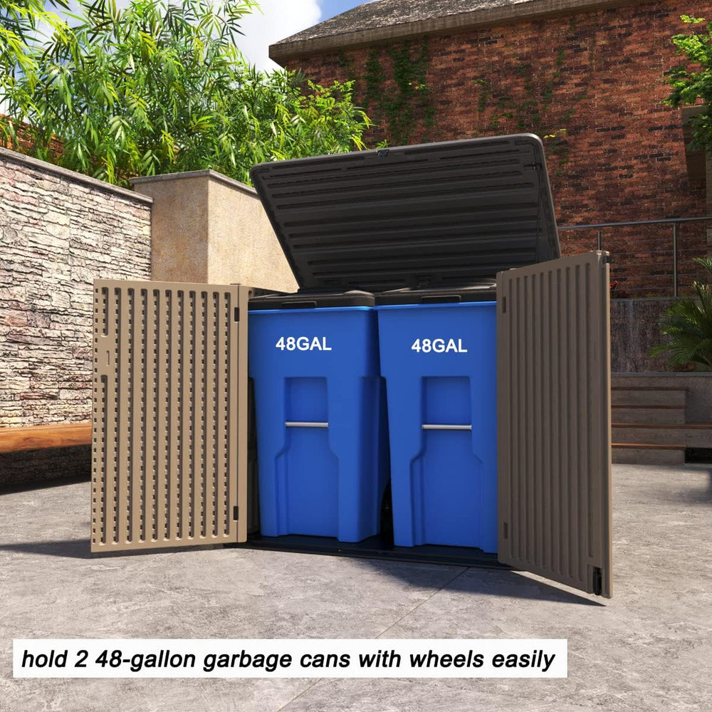 Mrosaa Large Horizontal Storage Sheds,38 cu.ft Resin Garden Shed Weather Resi...