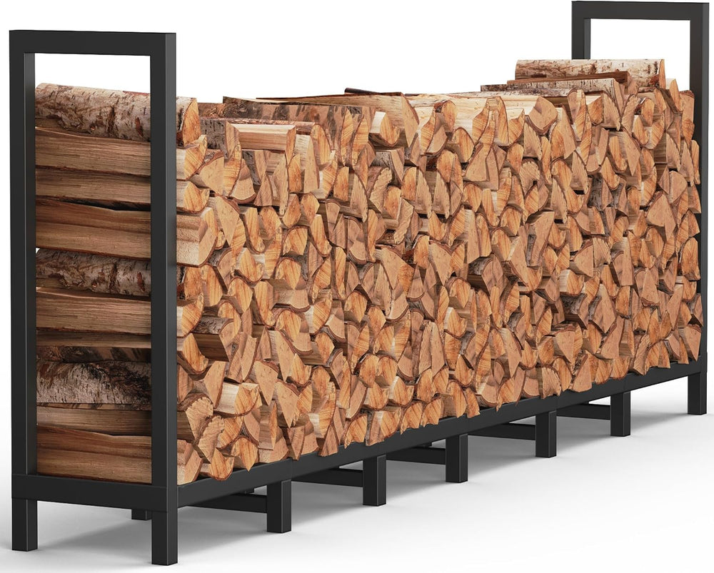 8ft Outdoor Firewood Rack Log Holder for Fire Wood Pile Storage
