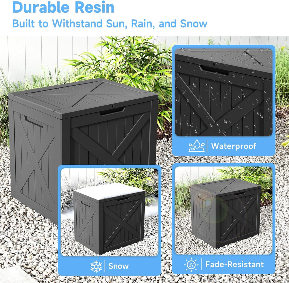 40 Gallon Outdoor Storage Box Waterproof, UV Resistant Resin Deck Box for Pat...