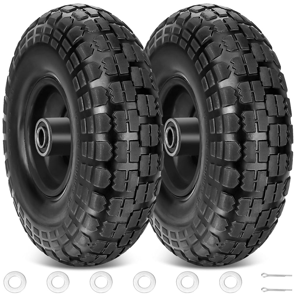 TICONN 10" Solid Tires, 4.10/3.50-4 Tire and Wheel Flat Free, 5/8" ...