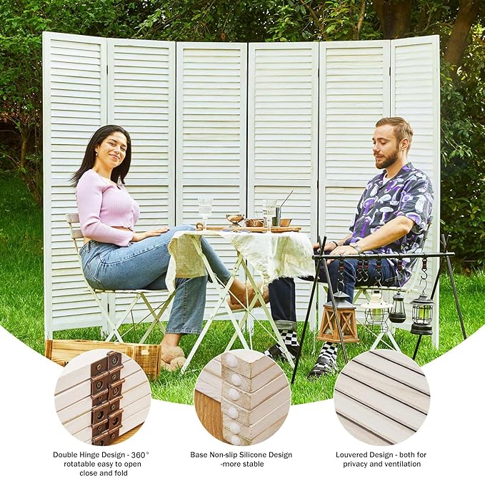 Room Dividers and Folding Privacy Screens, Wood Louvered Separators Divider Wall