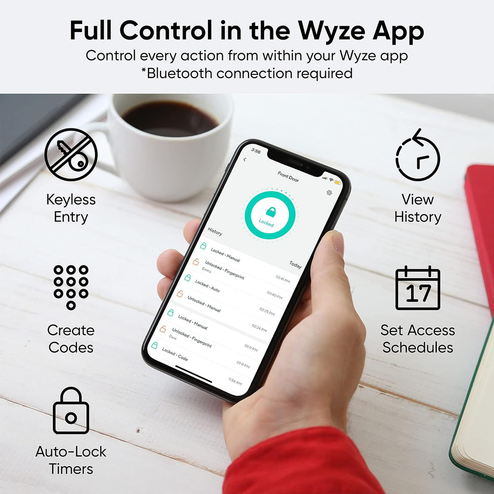 Wyze Auto-Lock Bolt, Fingerprint Keyless Entry Door Smart Bluetooth Deadbolt ...