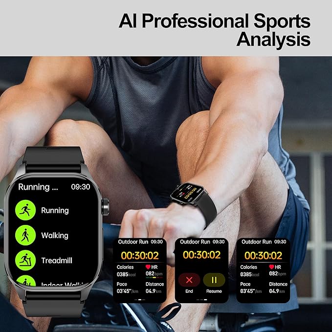 Smart Watch for Men Women, 2.04" AMOLED Color Screen, 24/7 Heart Rate, B...