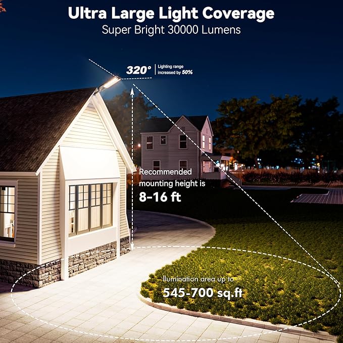 MMKT Solar Street Lights Outdoor, 3 Color Warm White LED Dusk to Dawn IP65