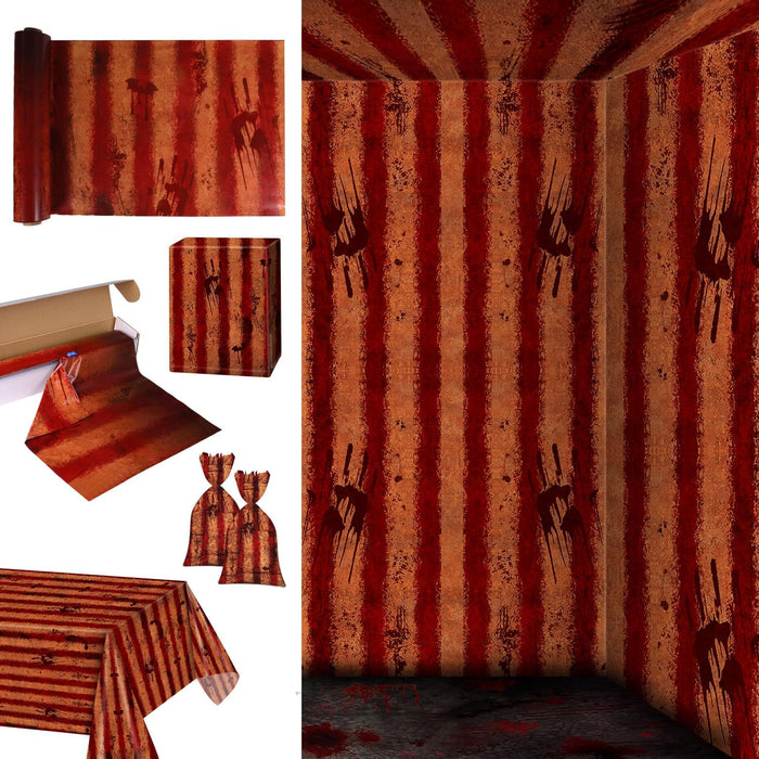 100 Ft Creepy Carnival Tablecloth Roll for Halloween Bloody Circus Tent Backdrop Evil Carnival Decorations Scary Decorations for Halloween House Decor Party Background