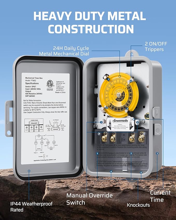 DEWENWILS 24-Hour Mechanical Timer Switch