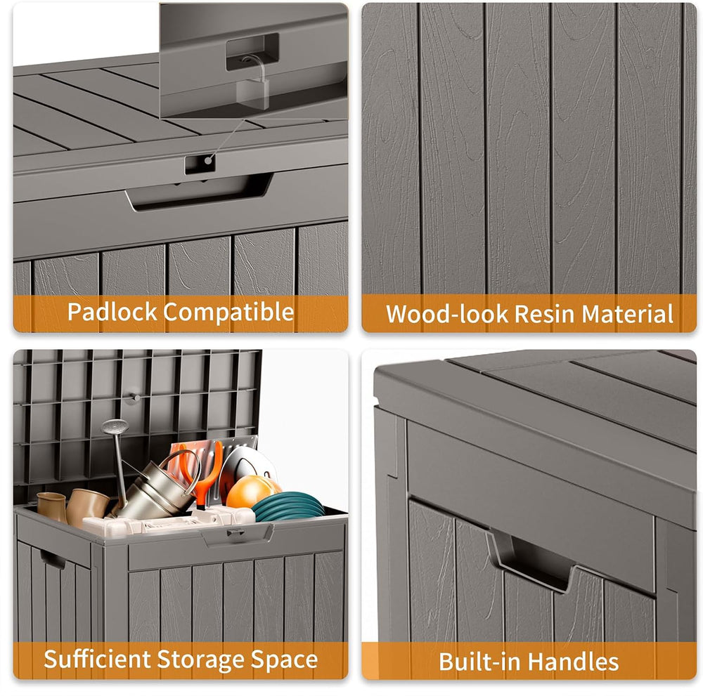 ROJIK Outdoor Storage Housing Deck Box - Waterproof Patio Furniture, Garden T...