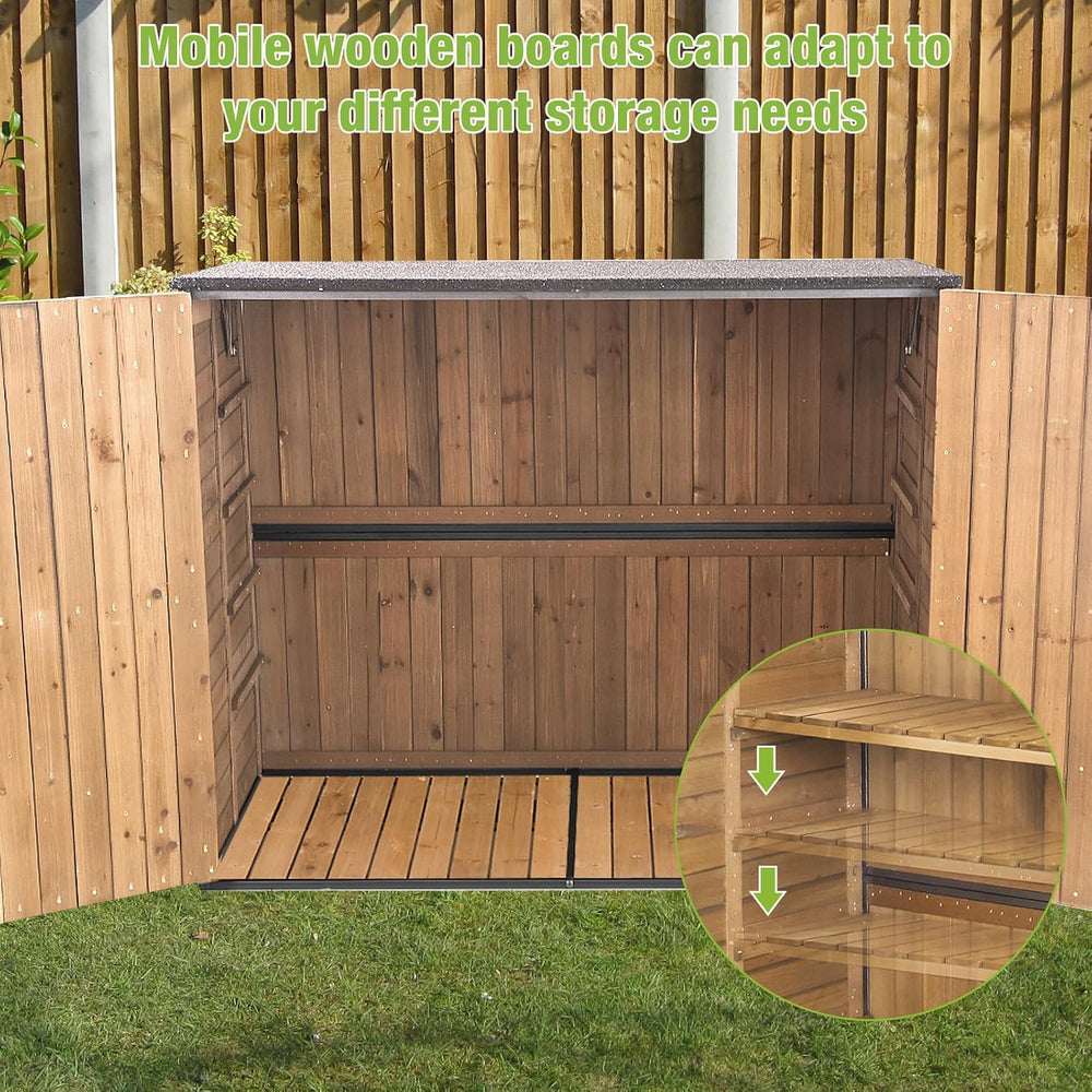 GUTINNEEN Outdoor Storage Shed,Wood & Metal Vertical Cabinet with Waterpr...