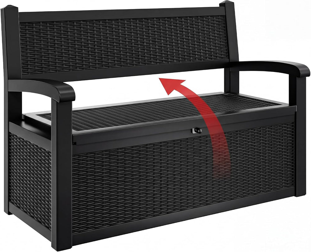 YITAHOME 80 Gallon Storage Bench Deck Box, Lockable Patio Bench with Hidden S...