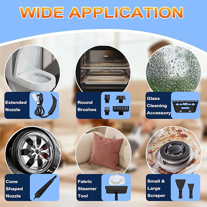 Steam Cleaner, 3-Level Adjustable Handheld Steam Cleaner, 15s Heat-Up, 400ML ...