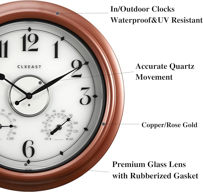 CLXEAST 18 Inch Illuminated Outdoor Indoor Clocks
