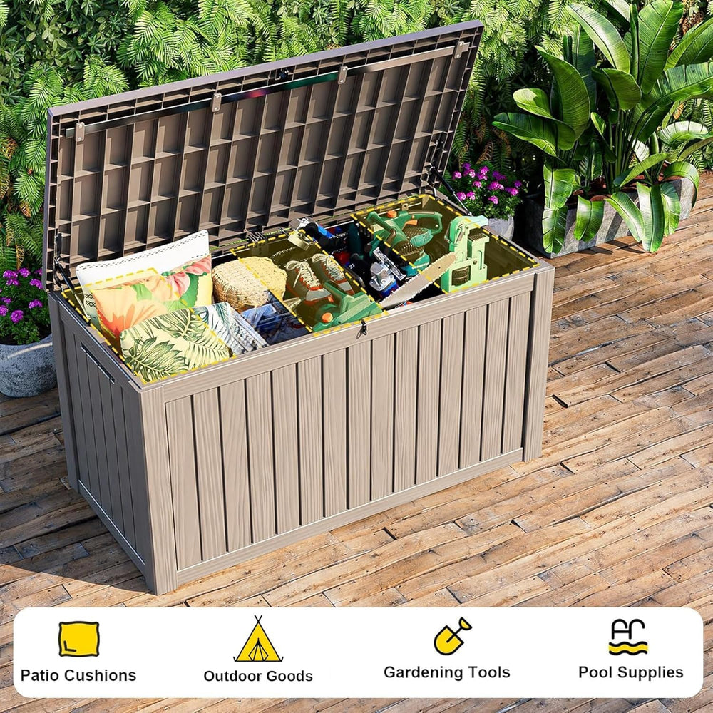 75 Gallon Waterproof Resin Deck Box, UV Resistant Outdoor Storage for Garden,...