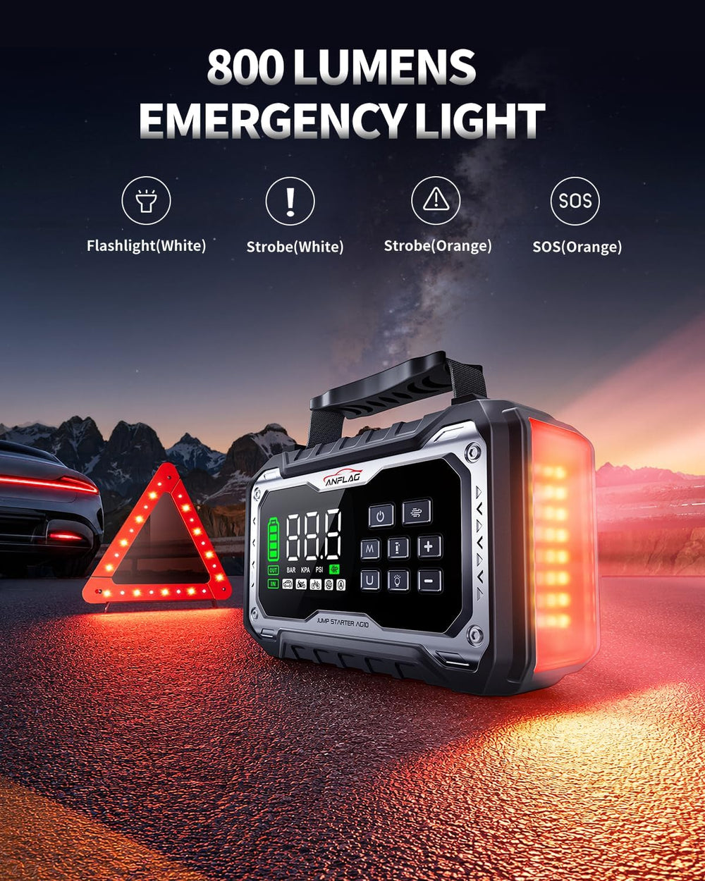 8000A Car Battery Jump Starter with 160PSI Air Compressor 165L/min Blower