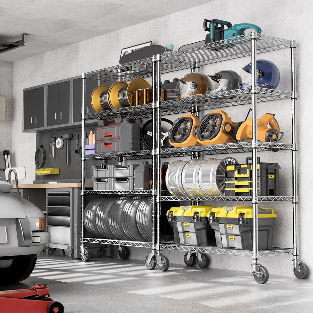 M MZG 5-Shelf Storage Shelves,Wire Shelving Heavy Duty Metal Storage Shelving...