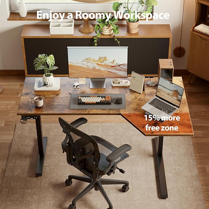 Agilestic Electric Standing Desk, L-Shaped 55 Inches Height Adjustable Desk