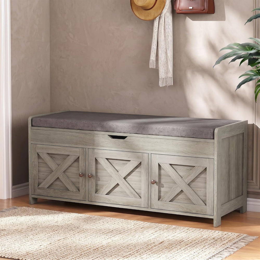 Marsail Shoe Storage Bench with Seating, Farmhouse Entryway Bench with Shoe S...