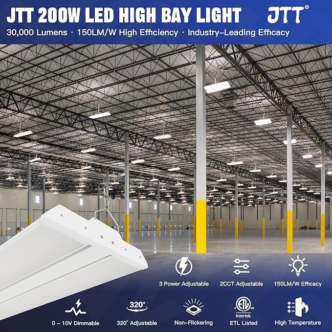 JTT 200/150/100W LED Linear Shop Lights, 2FT 30000LM 360° Adjustable Led High...
