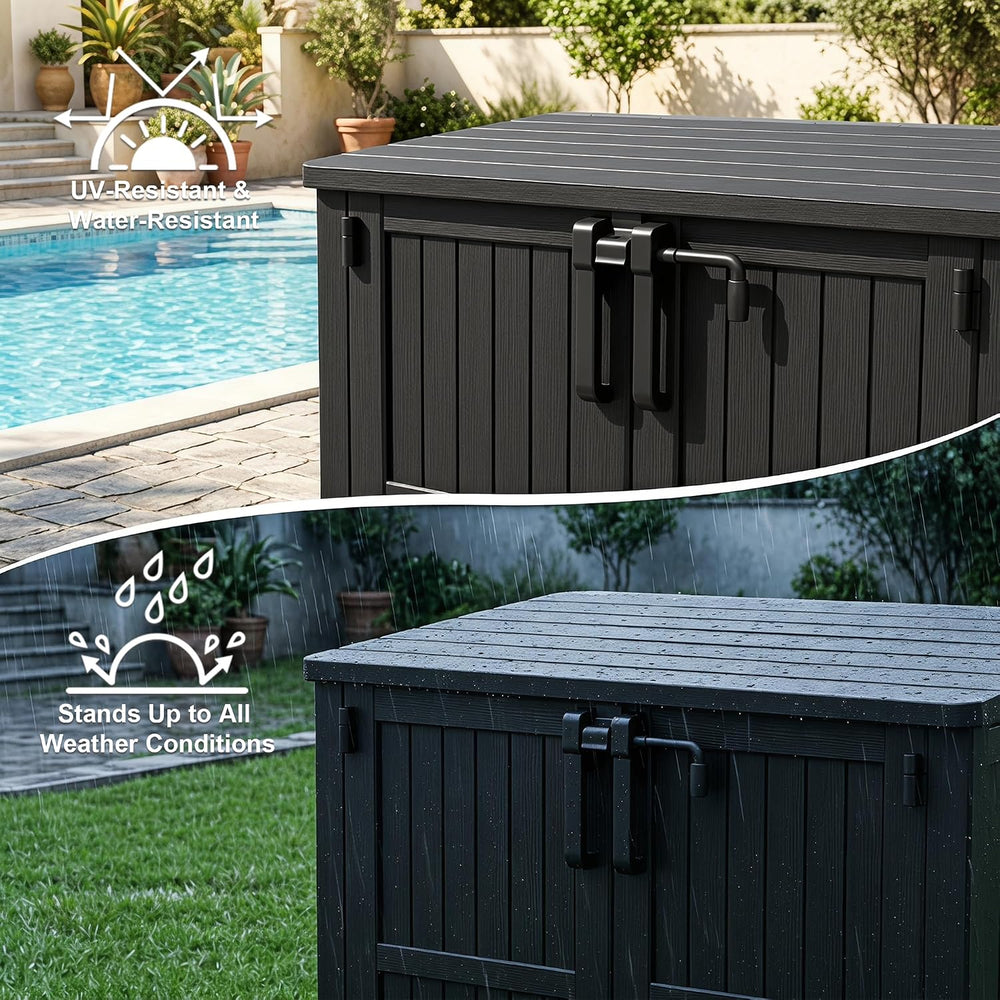 Outdoor Storage Box & Cabinet 36 Cu Ft, Patio Storage Box, Black