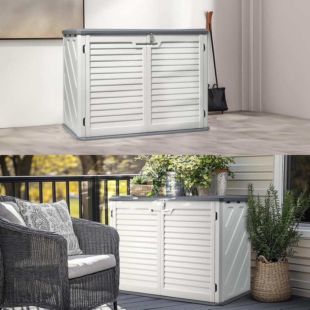 VINGLI Upgraded 31.5 Cu.ft Plastic Outdoor Storage Shed White