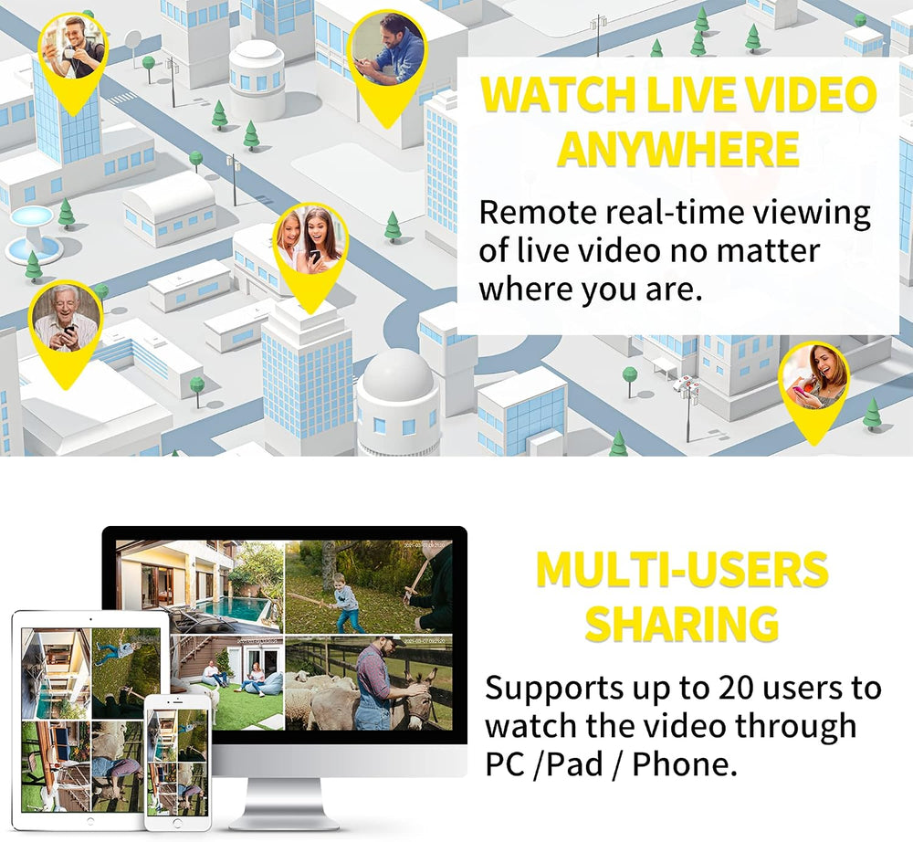 Septekon 2K Outdoor WiFi Security Camera, Plug-in Bullet Camera, 4 Pack