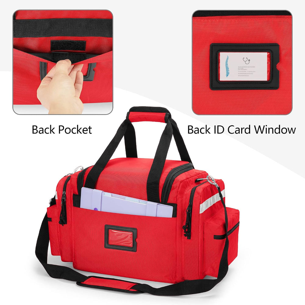Damero Professional Medical Bag Empty, First Responder Trauma Bag, Red