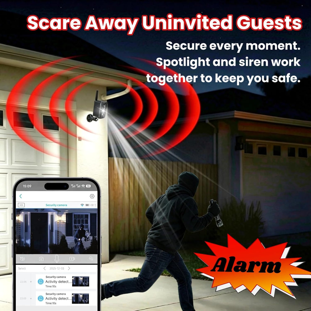 No WiFi Security Camera, Solar Outdoor Camera Wireless With Memory Card