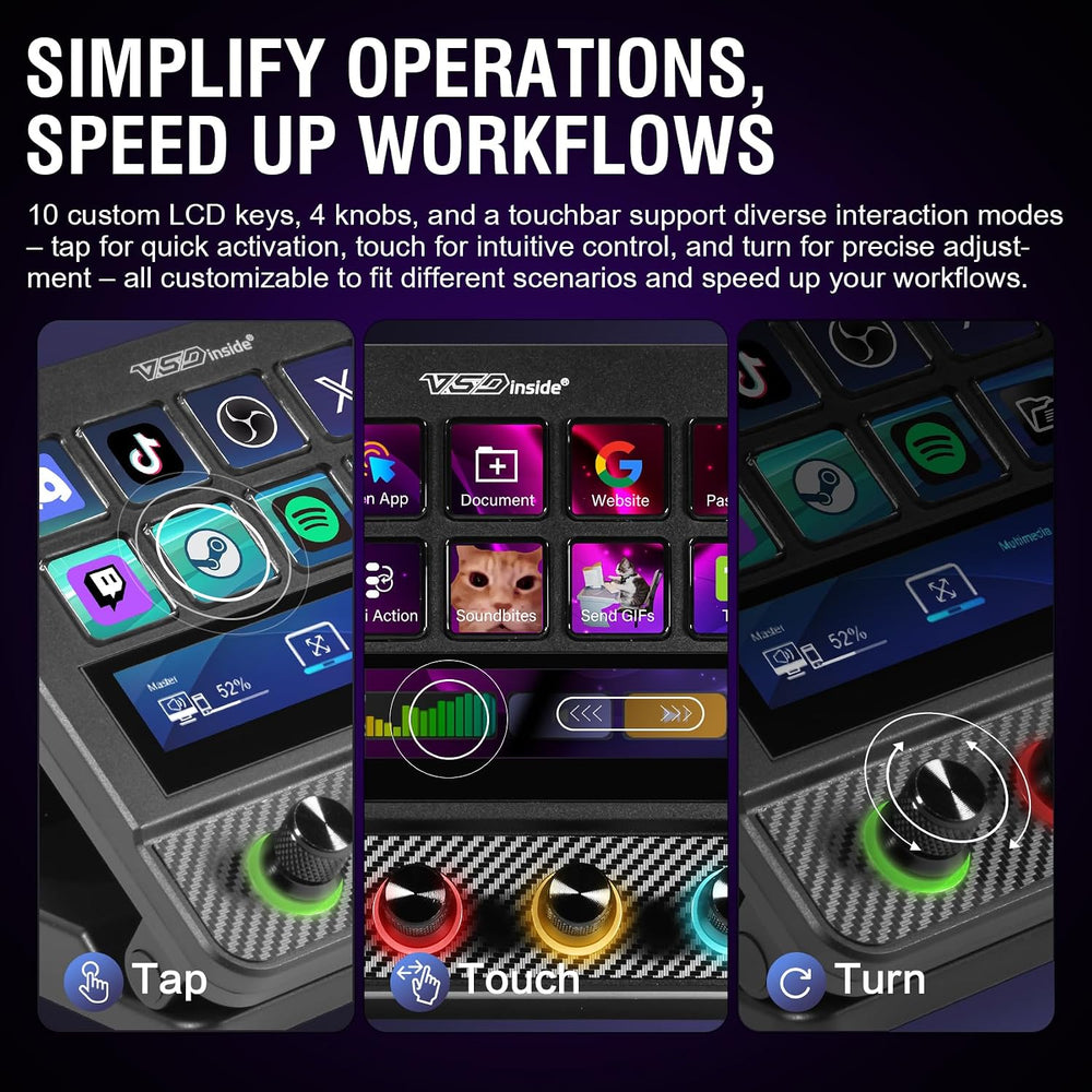 VSD N4 Pro Stream Controller Streaming Deck, Audio and Studio Controller