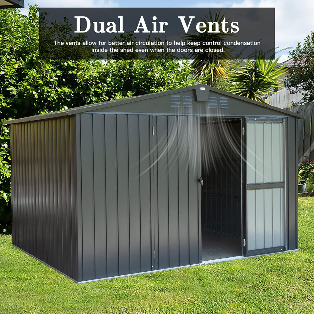 Domi Outdoor Storage Shed 10x8 FT, Metal Shed Storage House with Lockable Dou...