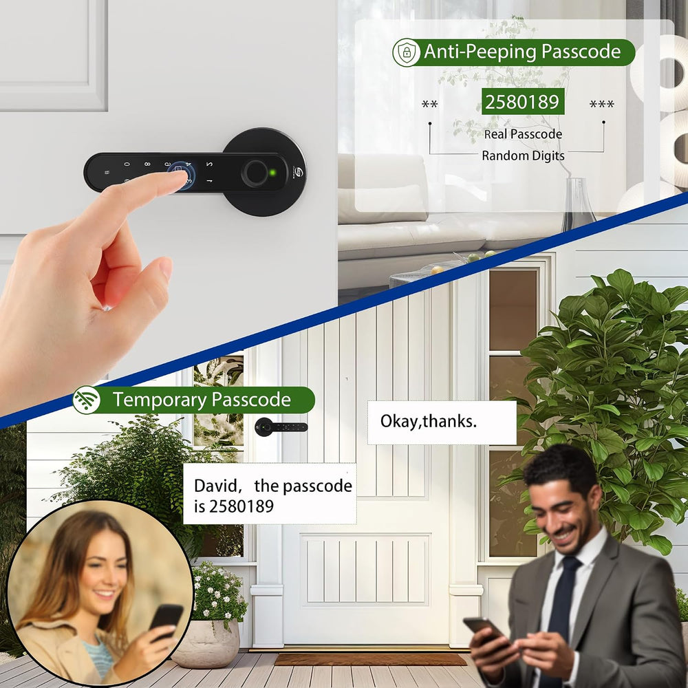 Fingerprint Door Lock, 5-in-1 Smart Door Knob with Handle, Biometric Keyless ...