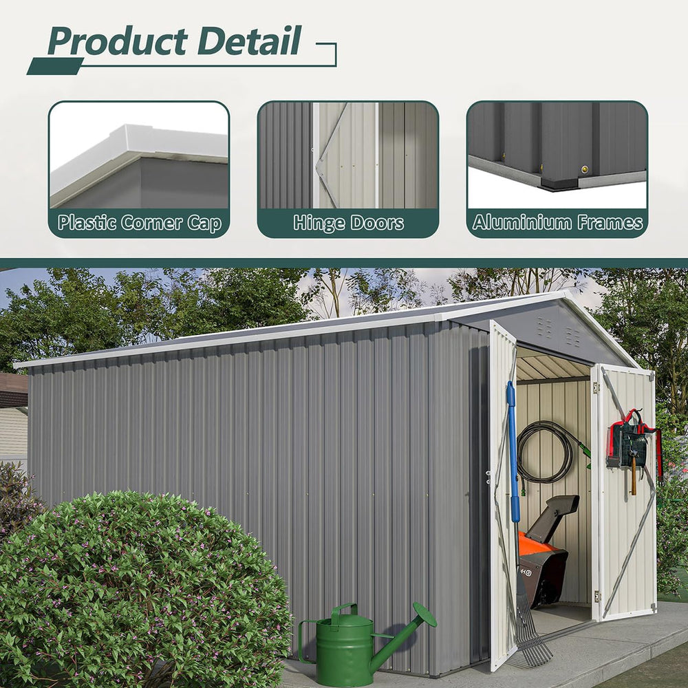 10x10 FT Storage Sheds & Outdoor Storage - Metal Shed with Lockable Door,...