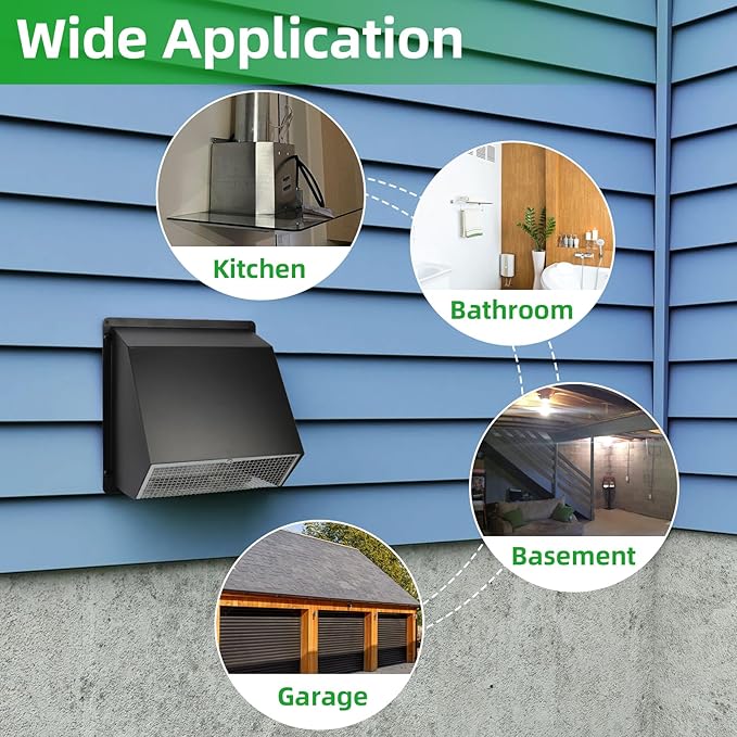 8 Inch Wall Vent Hood Wall Exhaust Vent Cover Outdoor Hooded Wall Vent