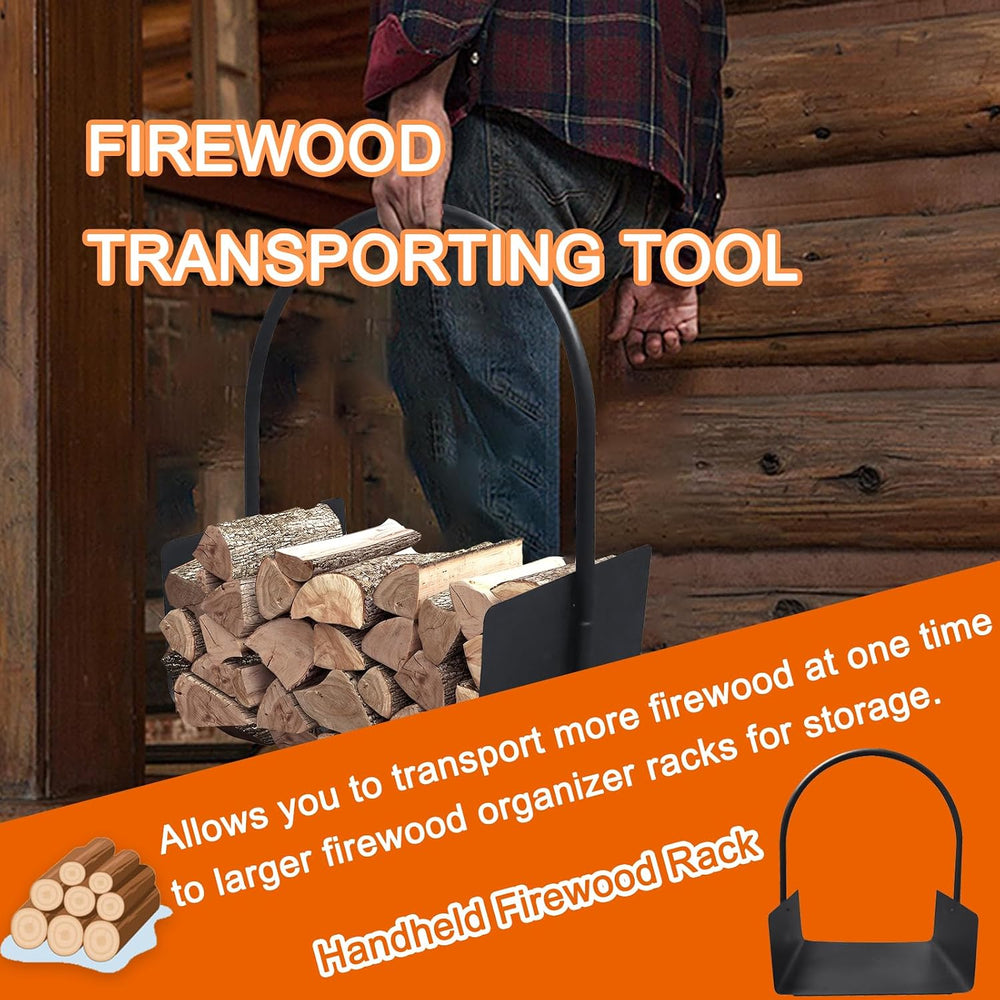 Indoor Firewood Rack Portable Rustproof Wrought Iron Outdoor Firewood Holder,...