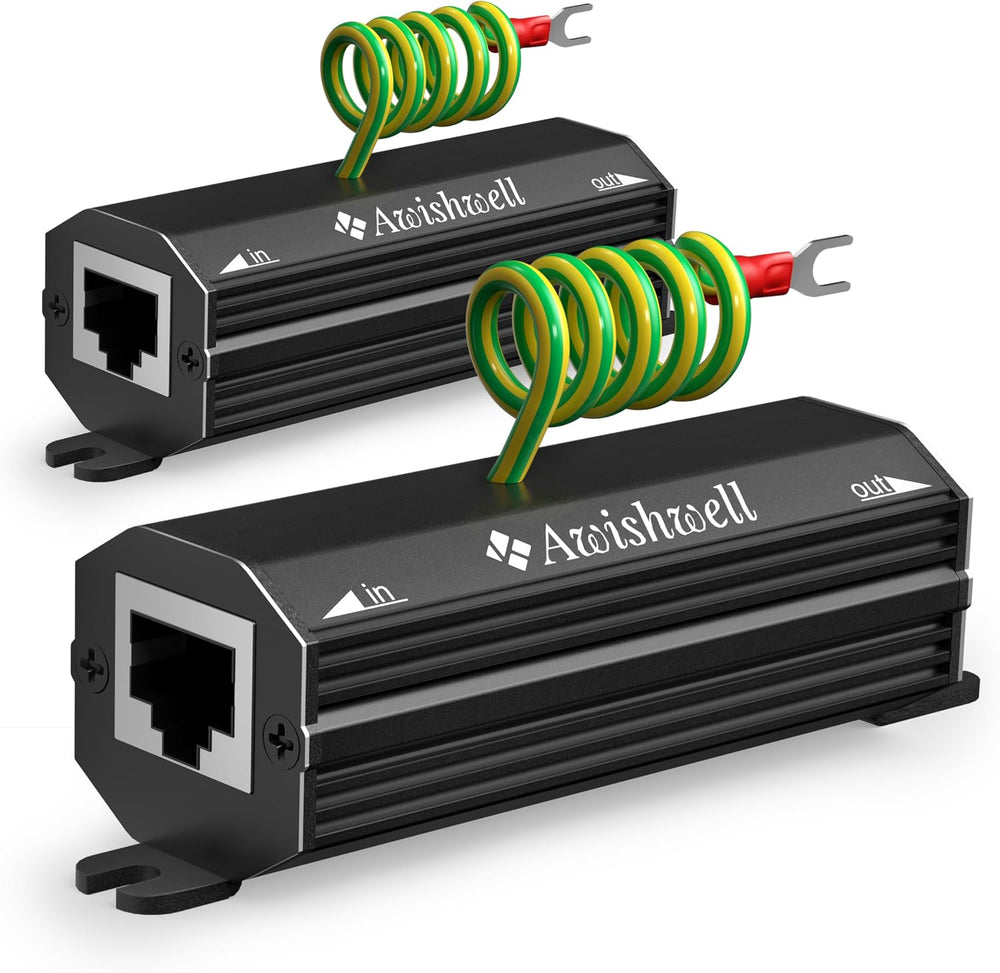 Awishwell Ethernet Surge Protector Gigabit, 10 Pack PoE++ RJ45 Surge Protecto...