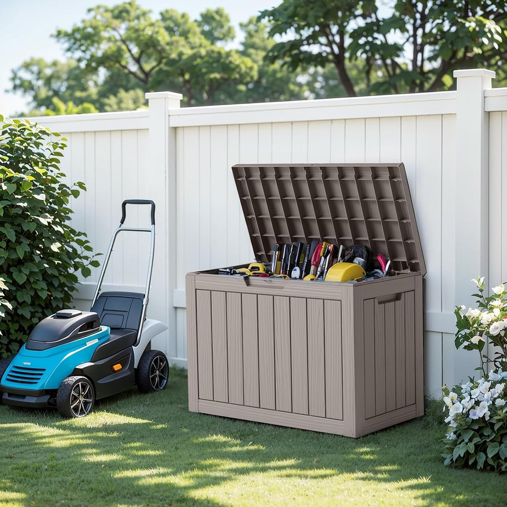 45 Gallon Waterproof Resin Deck Box, UV Resistant Outdoor Storage for Garden,...