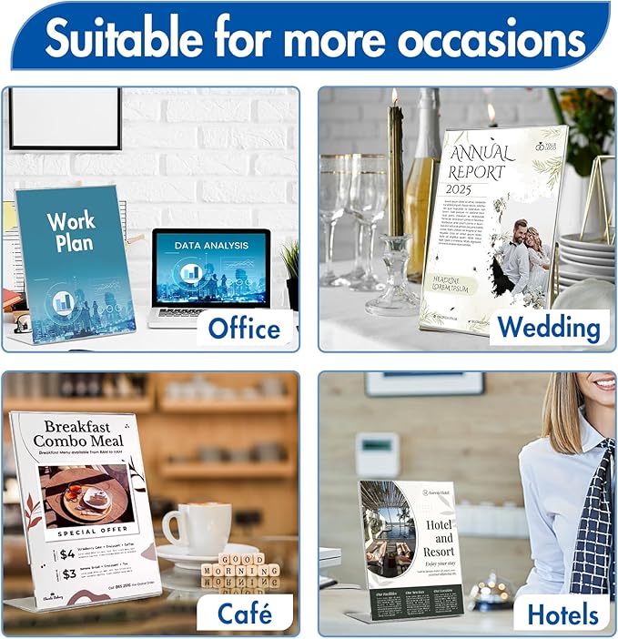 Aheroi Acrylic Sign Holder 8.5 x 11, Plastic Stands Flyer Display, Office (30...