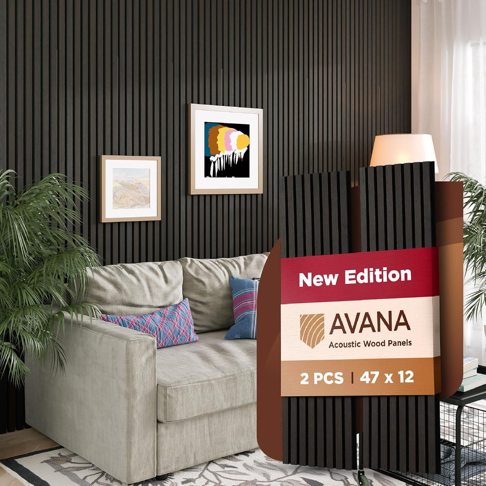 Avana Modern Acoustic Wood Wall Panels – 47.2 x 12.6 Inch Smoke Oak Acoustic ...