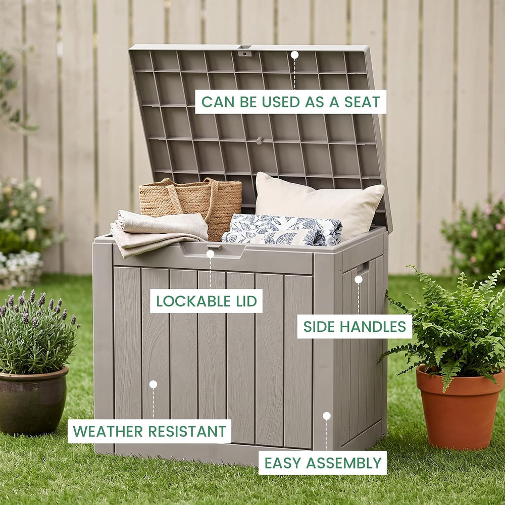 30 Gallon Outdoor Storage Box, Waterproof Resin Deck Box with Side Handles, L...