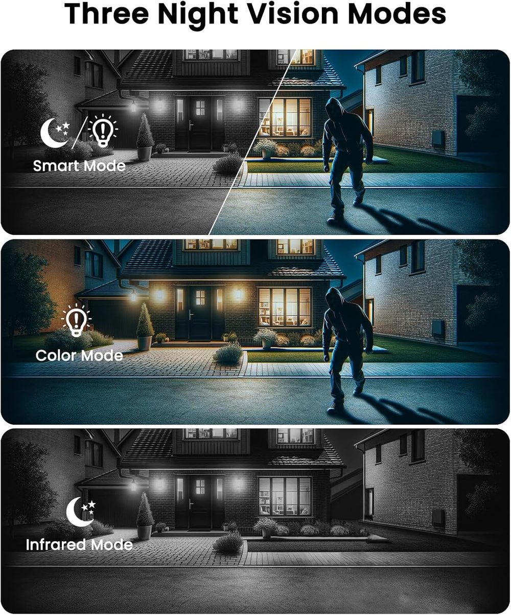ANRAN Solar Security Camera Outdoor Wireless 360° PTZ 2K Video Fit Alexa