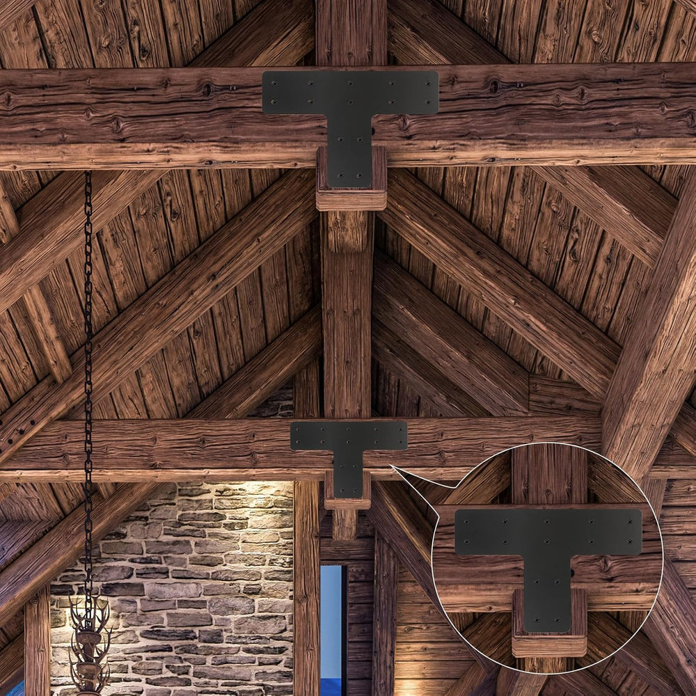 4 Pcs 12*8 Inch T Post Timber Brackets,Post to Beam Connector