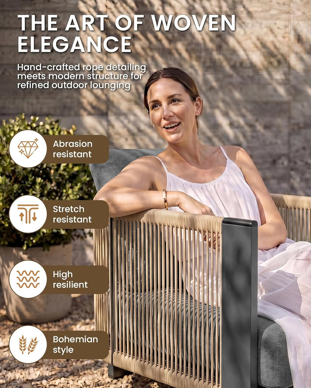 Luxury Patio Furniture Set, 5-Piece Curved Outdoor Furnitrue Set with Weather...