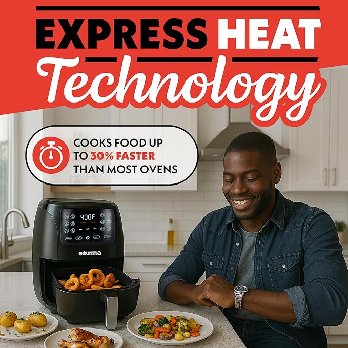 Gourmia Air Fryer Oven Digital Display 4 Quart Large AirFryer Cooker 12 1-Touch