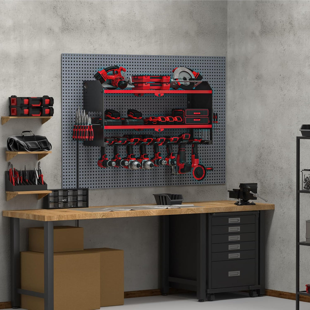 Power Tool Organizer with Charging Station Wall Mount, Cordless Drill and Bat...