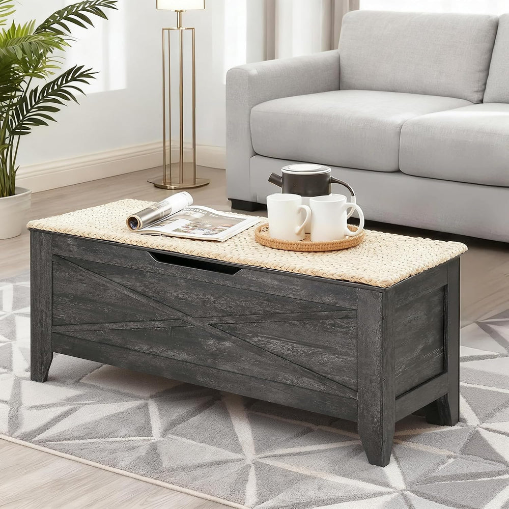 VECELO 43.3" Storage Bench, Entryway Shoe Ottoman, Farmhouse Style Bench...