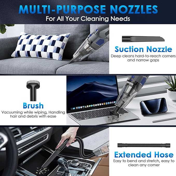 Gxzsk Handheld Vacuum Cordless, 15000PA Strong Suction Hand Held Car Vacuum