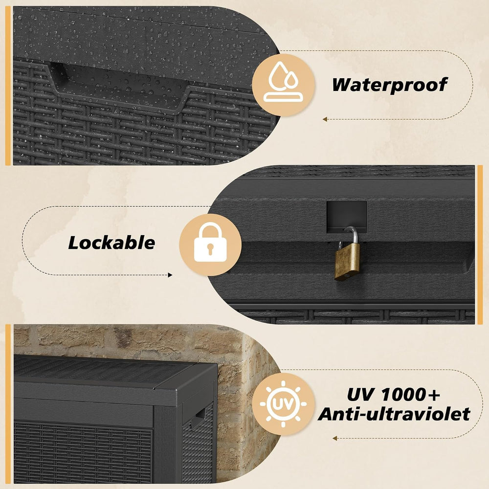 Fancyango 60 Gallon Outdoor Storage Deck Box Waterproof, Black