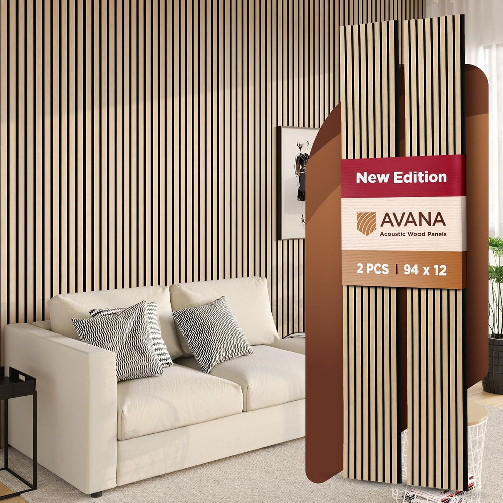 Avana Acoustic Wood Wall Panels – 94.4 x 12.6 Inch White Oak Acoustic Panels ...