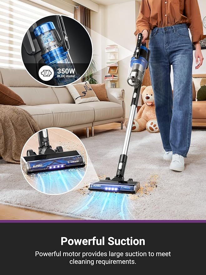 Eureka Stylus Elite NEC490BL Cordless Stick Vacuum, 350W Powerful Suction