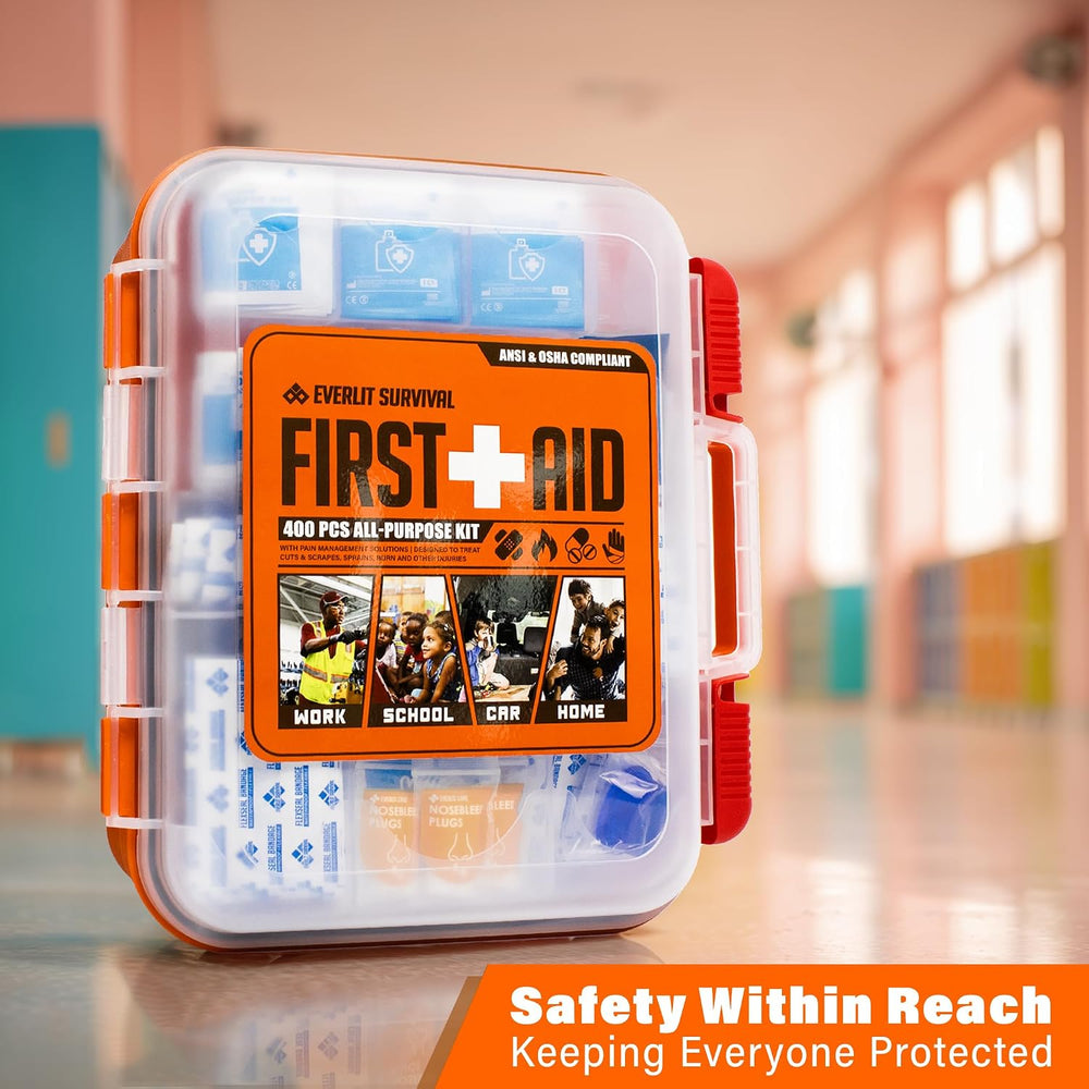 EVERLIT 400 Pcs OSHA Compliant First Aid Kit (Orange)